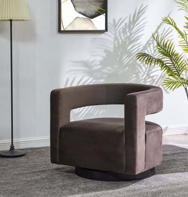 Safavieh EDGAR Swivel Chair - Modern Minimalist Accent with Luxurious Boucle Upholstery for Chic Living Spaces Dark Brown SFV4764A