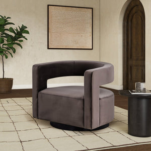 Safavieh EDGAR Swivel Chair - Modern Minimalist Accent with Luxurious Boucle Upholstery for Chic Living Spaces Dark Brown SFV4764A