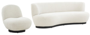 Safavieh STEVIE Boucle Accent Chair - Modern Elegance with Cozy Comfort for Stylish Living Room Decor Ivory SFV4767A