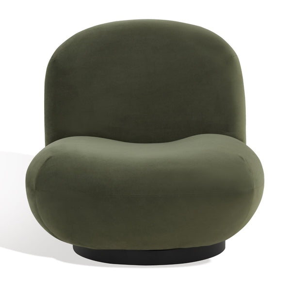 Safavieh STEVIE Boucle Accent Chair - Modern Elegance with Cozy Comfort for Stylish Living Room Decor Olive Green / Black SFV4767E