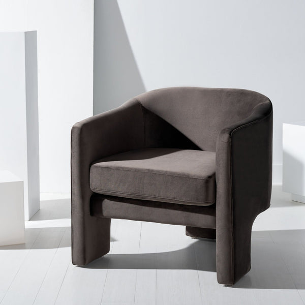 Safavieh LONDYN Boucle Accent Chair - Contemporary Comfort for Modern Living Spaces and Chic Interiors Dark Brown SFV4770A
