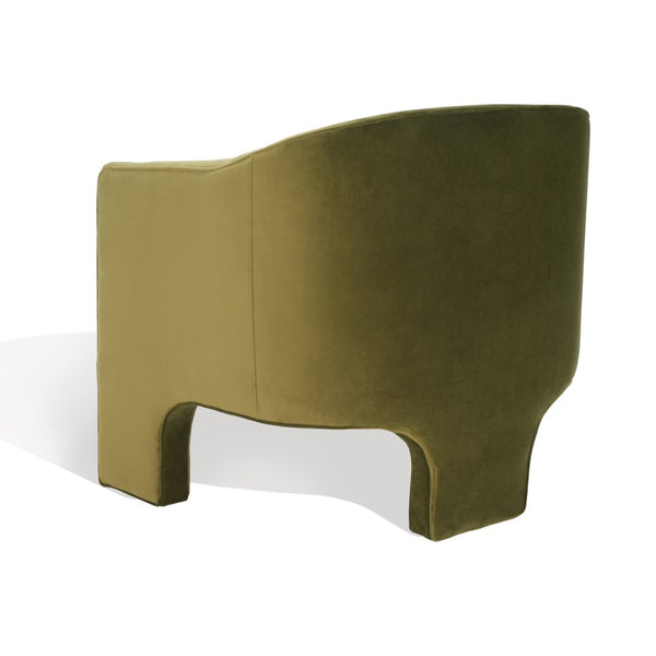 Safavieh LONDYN Boucle Accent Chair - Contemporary Comfort for Modern Living Spaces and Chic Interiors Olive Green SFV4770B