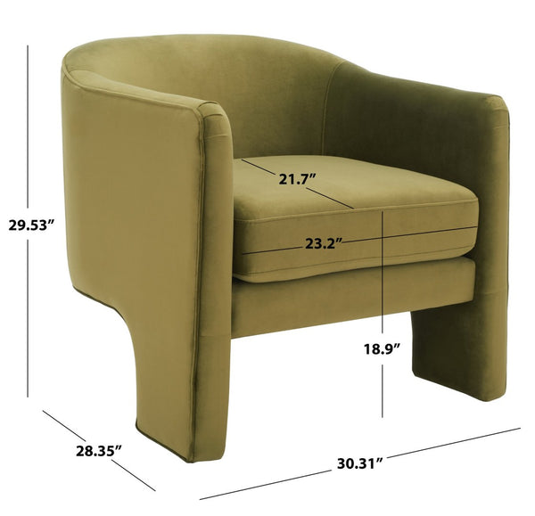 Safavieh LONDYN Boucle Accent Chair - Contemporary Comfort for Modern Living Spaces and Chic Interiors Olive Green SFV4770B