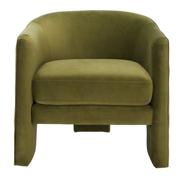 Safavieh LONDYN Boucle Accent Chair - Contemporary Comfort for Modern Living Spaces and Chic Interiors Olive Green SFV4770B