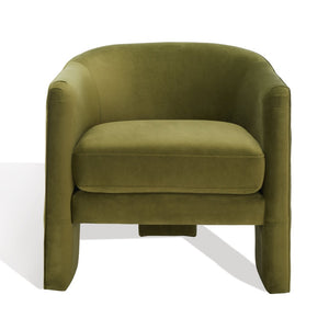 Safavieh LONDYN Boucle Accent Chair - Contemporary Comfort for Modern Living Spaces and Chic Interiors Olive Green SFV4770B