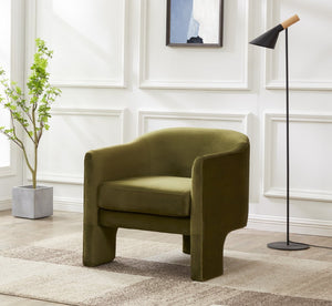 Safavieh LONDYN Boucle Accent Chair - Contemporary Comfort for Modern Living Spaces and Chic Interiors Olive Green SFV4770B