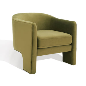 Safavieh LONDYN Boucle Accent Chair - Contemporary Comfort for Modern Living Spaces and Chic Interiors Olive Green SFV4770B