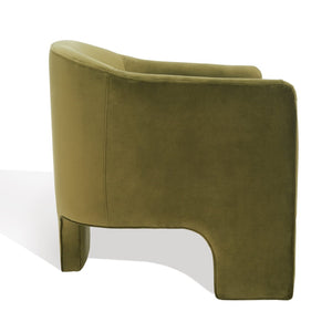 Safavieh LONDYN Boucle Accent Chair - Contemporary Comfort for Modern Living Spaces and Chic Interiors Olive Green SFV4770B
