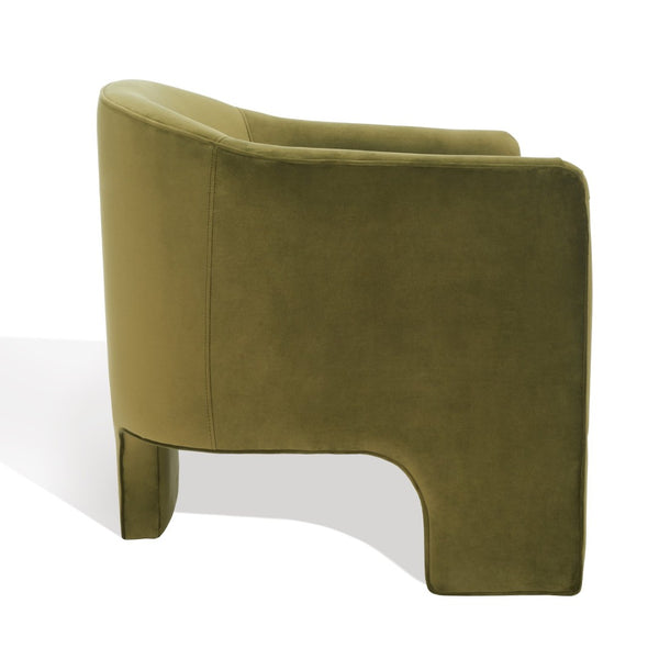 Safavieh LONDYN Boucle Accent Chair - Contemporary Comfort for Modern Living Spaces and Chic Interiors Olive Green SFV4770B