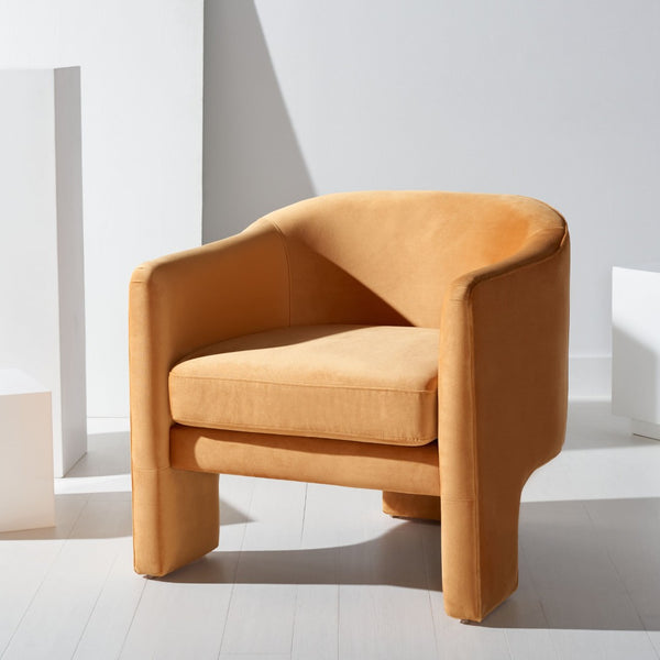 Safavieh LONDYN Boucle Accent Chair - Contemporary Comfort for Modern Living Spaces and Chic Interiors Pumpkin SFV4770C