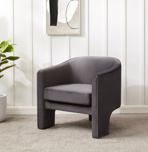 Safavieh LONDYN Boucle Accent Chair - Contemporary Comfort for Modern Living Spaces and Chic Interiors Dark Grey SFV4770D