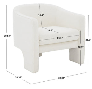 Safavieh LONDYN Boucle Accent Chair - Contemporary Comfort for Modern Living Spaces and Chic Interiors Ivory SFV4770E