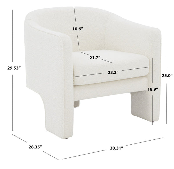 Safavieh LONDYN Boucle Accent Chair - Contemporary Comfort for Modern Living Spaces and Chic Interiors Ivory SFV4770E
