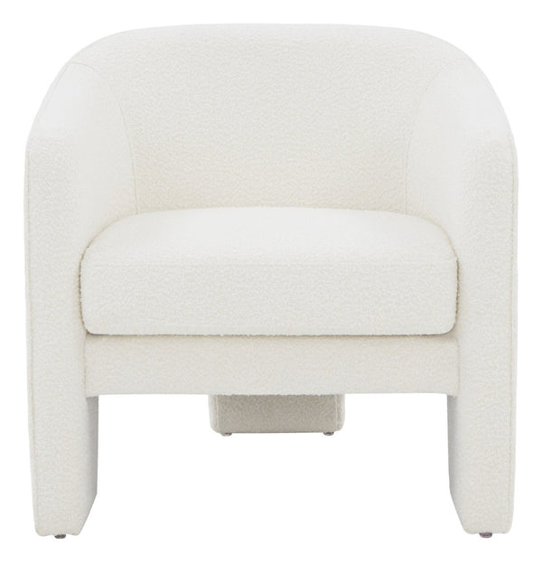 Safavieh LONDYN Boucle Accent Chair - Contemporary Comfort for Modern Living Spaces and Chic Interiors Ivory SFV4770E