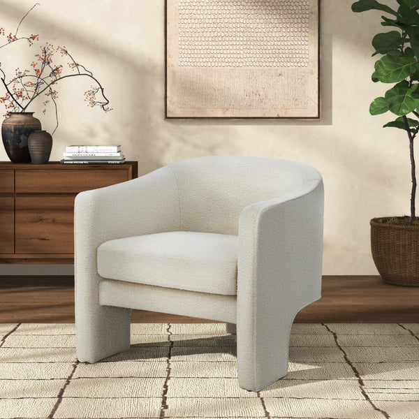 Safavieh LONDYN Boucle Accent Chair - Contemporary Comfort for Modern Living Spaces and Chic Interiors Ivory SFV4770E