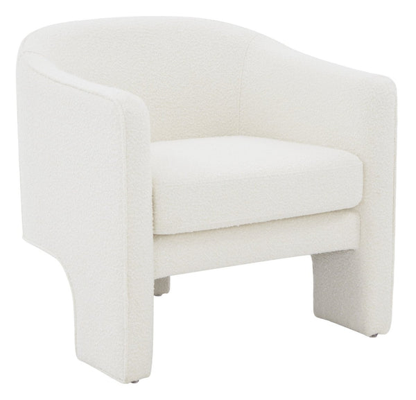 Safavieh LONDYN Boucle Accent Chair - Contemporary Comfort for Modern Living Spaces and Chic Interiors Ivory SFV4770E