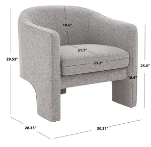 Safavieh LONDYN Boucle Accent Chair - Contemporary Comfort for Modern Living Spaces and Chic Interiors Light Grey SFV4770F