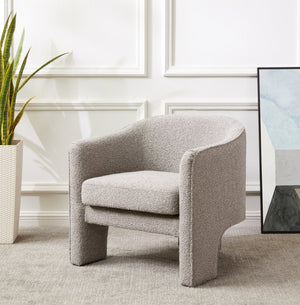 Safavieh LONDYN Boucle Accent Chair - Contemporary Comfort for Modern Living Spaces and Chic Interiors Light Grey SFV4770F