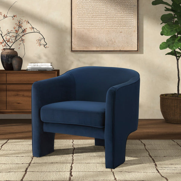 Safavieh LONDYN Boucle Accent Chair - Contemporary Comfort for Modern Living Spaces and Chic Interiors Navy SFV4770I