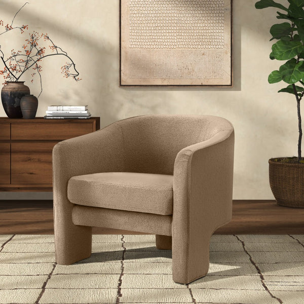 Safavieh LONDYN Boucle Accent Chair - Contemporary Comfort for Modern Living Spaces and Chic Interiors Brown SFV4770J