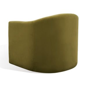 Safavieh LAYLETTE Boucle Accent Chair — Modern Design with Luxurious Upholstery for Stylish Living Spaces Olive Green SFV4771B