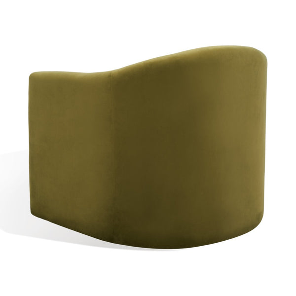 Safavieh LAYLETTE Boucle Accent Chair — Modern Design with Luxurious Upholstery for Stylish Living Spaces Olive Green SFV4771B