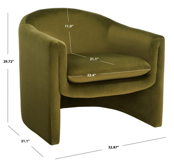 Safavieh LAYLETTE Boucle Accent Chair — Modern Design with Luxurious Upholstery for Stylish Living Spaces Olive Green SFV4771B