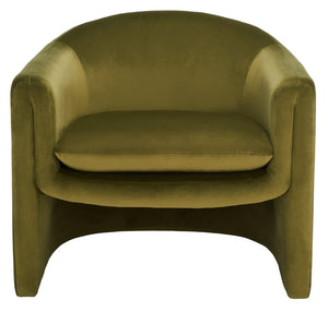 Safavieh LAYLETTE Boucle Accent Chair — Modern Design with Luxurious Upholstery for Stylish Living Spaces Olive Green SFV4771B