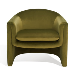 Safavieh LAYLETTE Boucle Accent Chair — Modern Design with Luxurious Upholstery for Stylish Living Spaces Olive Green SFV4771B