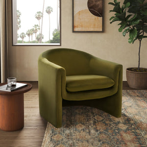 Safavieh LAYLETTE Boucle Accent Chair — Modern Design with Luxurious Upholstery for Stylish Living Spaces Olive Green SFV4771B