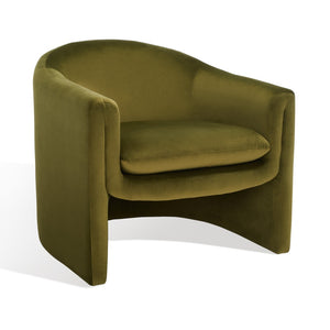 Safavieh LAYLETTE Boucle Accent Chair — Modern Design with Luxurious Upholstery for Stylish Living Spaces Olive Green SFV4771B