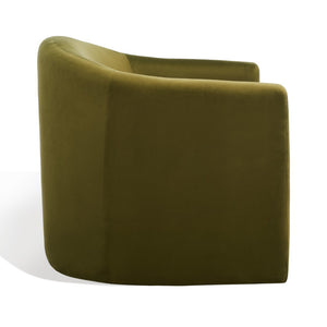 Safavieh LAYLETTE Boucle Accent Chair — Modern Design with Luxurious Upholstery for Stylish Living Spaces Olive Green SFV4771B