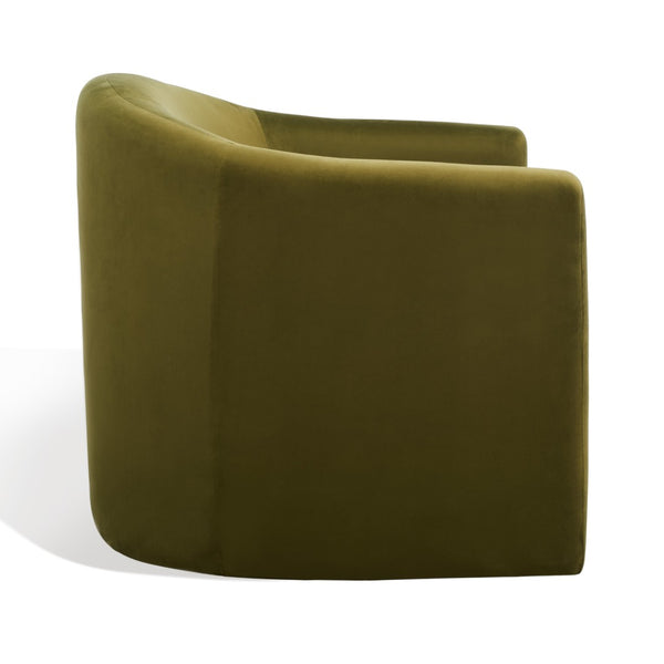 Safavieh LAYLETTE Boucle Accent Chair — Modern Design with Luxurious Upholstery for Stylish Living Spaces Olive Green SFV4771B