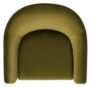 Safavieh LAYLETTE Boucle Accent Chair — Modern Design with Luxurious Upholstery for Stylish Living Spaces Olive Green SFV4771B