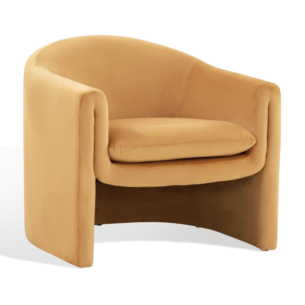 Safavieh LAYLETTE Upholstered Accent Chair in Vibrant Pumpkin Orange - Stylish Comfort for Any Space SFV4771C