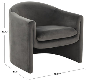 Safavieh LAYLETTE Boucle Accent Chair — Modern Design with Luxurious Upholstery for Stylish Living Spaces Dark Grey SFV4771D