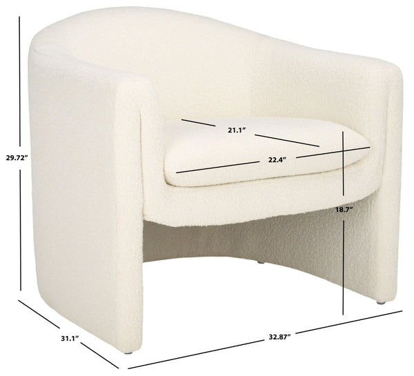 Safavieh LAYLETTE Boucle Accent Chair — Modern Design with Luxurious Upholstery for Stylish Living Spaces Ivory SFV4771E