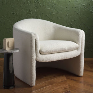 Safavieh LAYLETTE Boucle Accent Chair — Modern Design with Luxurious Upholstery for Stylish Living Spaces Ivory SFV4771E