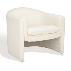 Safavieh LAYLETTE Boucle Accent Chair — Modern Design with Luxurious Upholstery for Stylish Living Spaces Ivory SFV4771E