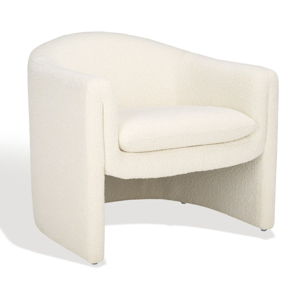 Safavieh LAYLETTE Boucle Accent Chair — Modern Design with Luxurious Upholstery for Stylish Living Spaces Ivory SFV4771E