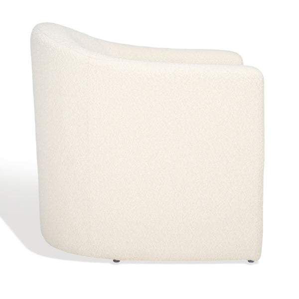 Safavieh LAYLETTE Boucle Accent Chair — Modern Design with Luxurious Upholstery for Stylish Living Spaces Ivory SFV4771E