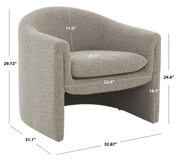 Safavieh LAYLETTE Boucle Accent Chair — Modern Design with Luxurious Upholstery for Stylish Living Spaces Light Grey SFV4771F
