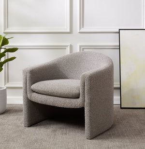 Safavieh LAYLETTE Boucle Accent Chair — Modern Design with Luxurious Upholstery for Stylish Living Spaces Light Grey SFV4771F