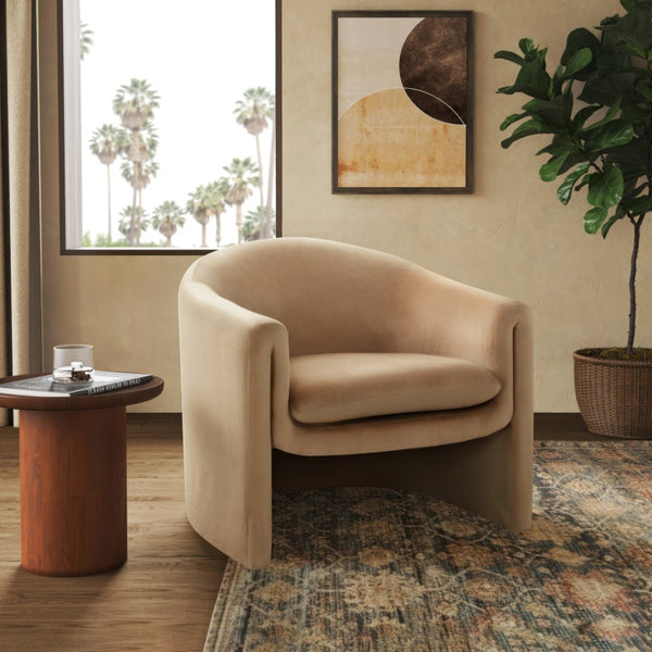 Safavieh LAYLETTE Boucle Accent Chair — Modern Design with Luxurious Upholstery for Stylish Living Spaces Light Brown SFV4771H