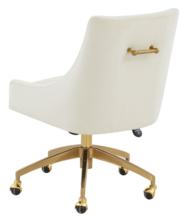 Safavieh JAKOB Adjustable Swivel Desk Chair - Stylish Comfort for Modern Workspaces with Plush Support Creme / Gold SFV4776B