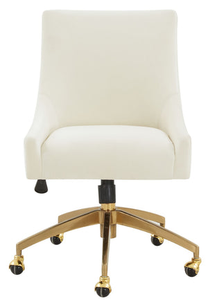 Safavieh JAKOB Adjustable Swivel Desk Chair - Stylish Comfort for Modern Workspaces with Plush Support Creme / Gold SFV4776B