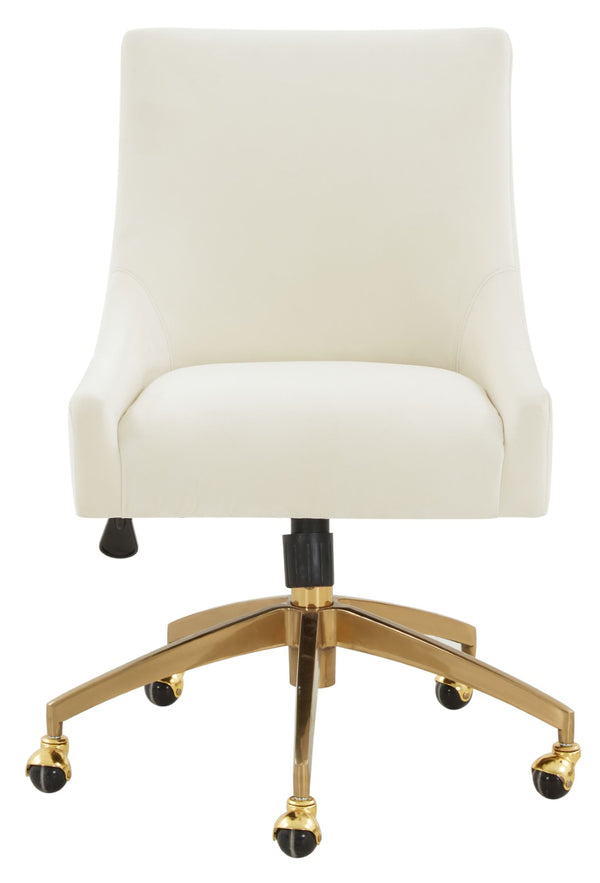 Safavieh JAKOB Adjustable Swivel Desk Chair - Stylish Comfort for Modern Workspaces with Plush Support Creme / Gold SFV4776B