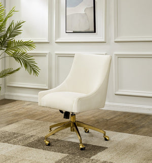 Safavieh JAKOB Adjustable Swivel Desk Chair - Stylish Comfort for Modern Workspaces with Plush Support Creme / Gold SFV4776B