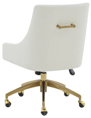 Safavieh JAKOB Adjustable Swivel Desk Chair - Stylish Comfort for Modern Workspaces with Plush Support Ivory / Gold SFV4776E