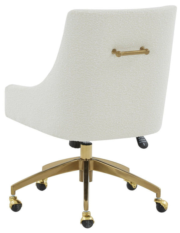 Safavieh JAKOB Adjustable Swivel Desk Chair - Stylish Comfort for Modern Workspaces with Plush Support Ivory / Gold SFV4776E